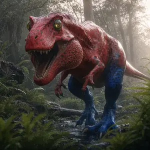 Strawberry frog + Tyrannosaurus rex